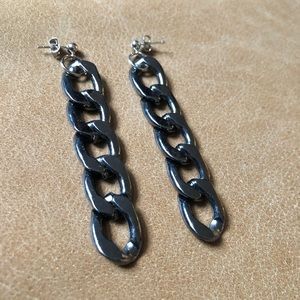 Gunmetal curb chain earrings